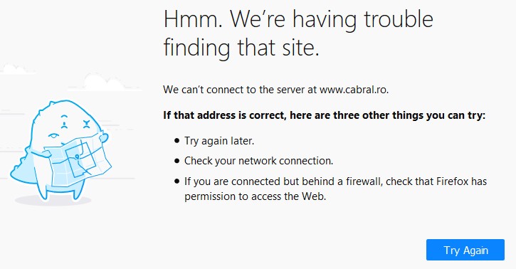Print screen cu blogul lui Cabral, care nu mai funcționează