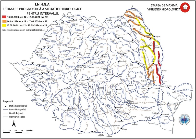 Harta celor mai afectate zone din Moldova. FOTO: Facebook/INHGA