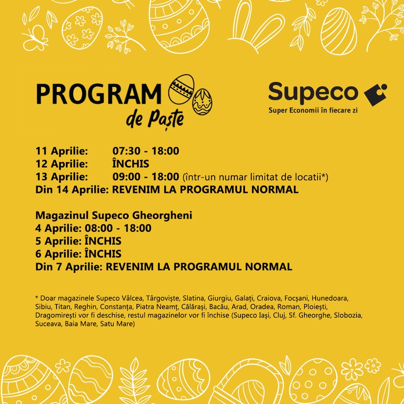 Program magazine Supeco de Paște 2026