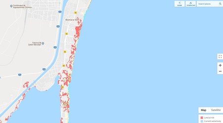 Unele porțiuni din stațiunea Mamaia sunt și ele în pericol de a fi inundate FOTO: Climate Central