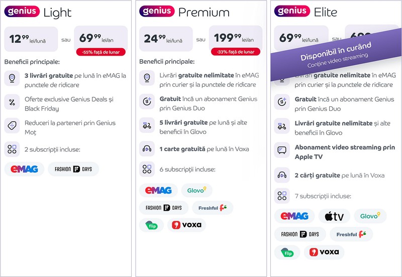 Ce conțin cele trei noi abonamente eMag Genius