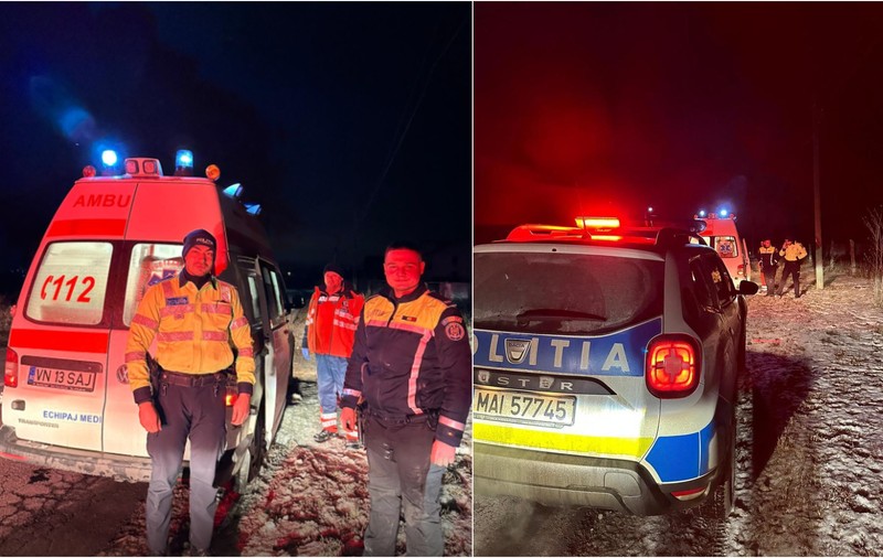 Un bărbat care și-a înfipt un cuțit în zona inimii, salvat de doi polițiști care l-au urcat în mașină și au scurtat drumul până la ambulanță, în Vrancea