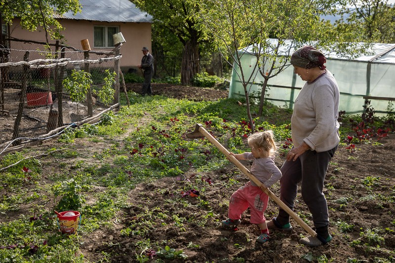 Maria are ajutor de nădejde la săpat grădina