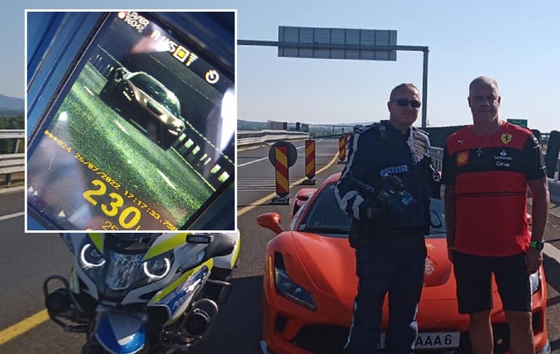 Polițistul care i-a luat carnetul unui șofer de Ferrari prins cu 230 km/h pe A1 s-a fotografiat cu vitezomanul:  „Legea este lege, indiferent de meserie”