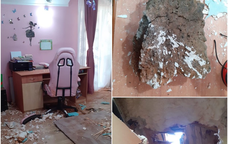 Un bolovan de 50 de kilograme a căzut prin acoperișul unei familii din Hunedoara. Autoritățile fac verificări, pentru că nu se știe de unde a venit piatra