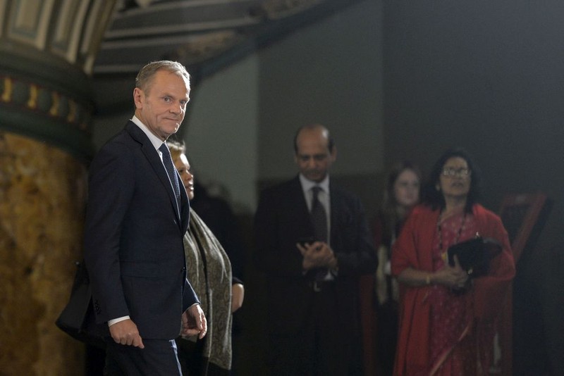 Presedintele Consiliului European, Donald Tusk pleaca la finalul ceremoniei dedicate preluarii de catre Romania a presedintiei Consiliului Uniunii Europene, la Ateneul Roman din Bucuresti,joi,10 ianuarie 2019. ANDREEA ALEXANDRU / MEDIAFAX FOTO