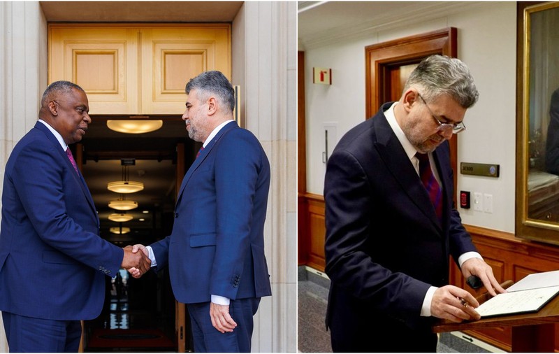 Marcel Ciolacu s-a întâlnit cu Lloyd Austin, secretarul american al Apărării, la Washington. Despre ce au discutat