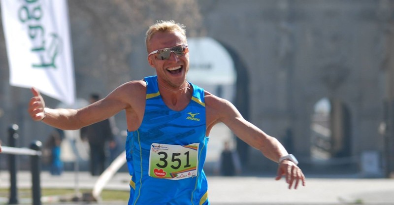 Marius Ionescu, fericit înainte de trecerea liniei de finish