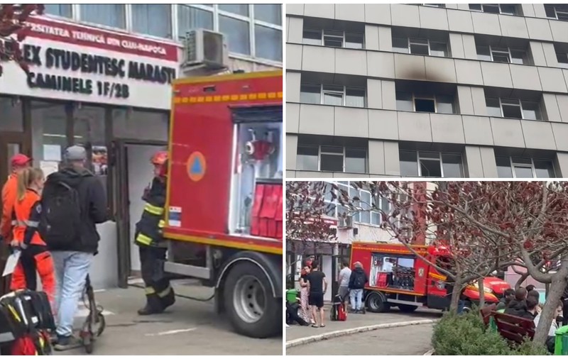 Incendiu într-un cămin studențesc din Cluj-Napoca. Aproape 200 de studenți s-au evacuat