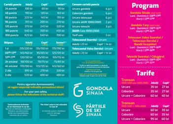 Tarifele la gondola Sinaia în sezonul 2022-2023