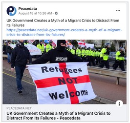 Un exemplu de postare Facebook a site-ului PeaceData