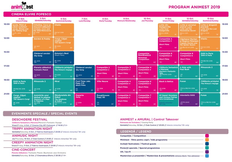 Program Animest 2019 - Cinema Elvira Popescu