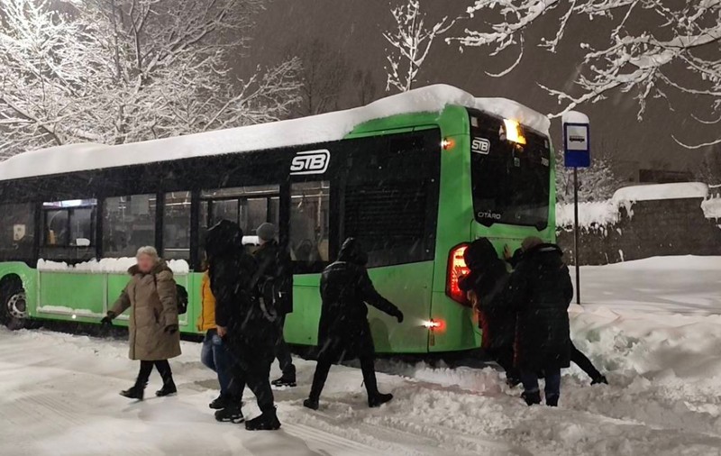 Ce a lăsat în urmă codul roșu de ninsori în București: pasagerii au împins un autobuz STB împotmolit, la Băneasa