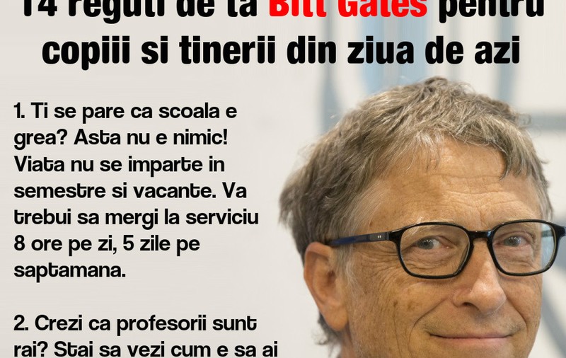 14 reguli de viață de la Bill Gates, pe care orice tânăr ar trebui să le știe