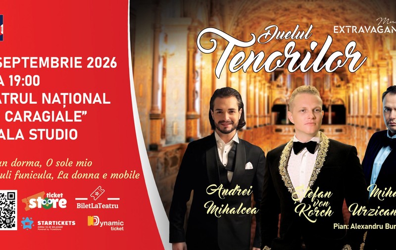 Ediţia 2026 a „DUELULUI TENORILOR”, cu ŞTEFAN von KORCH şi invitaţii,-  pe 14 septembrie la Teatrul Naţional – Sala Studio, în deschiderea stagiunii Musical Extravaganza