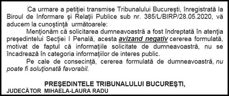 Răspunsul Tribunalului București