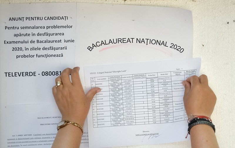 Astăzi vor fi afişate primele rezultate la etapa specială a Bacalaureatului
