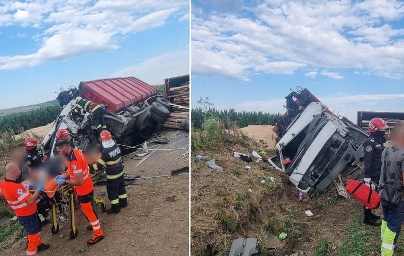 Un microbuz și un camion s-au ciocnit pe DN2 Suceava - Siret. Cinci oameni au fost răniți