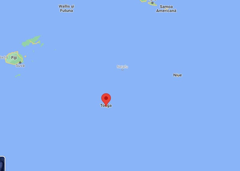 Tonga, țară insulară din Oceanul Pacific, se învecinează cu Fiji | Foto: Google maps