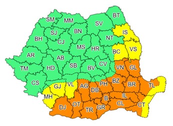 Zonele aflate sub avertizare meteo pe 2 august
