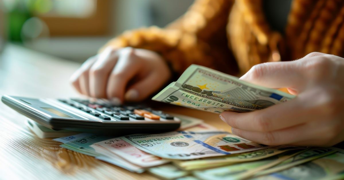 Femeie care numără bani și face calcule