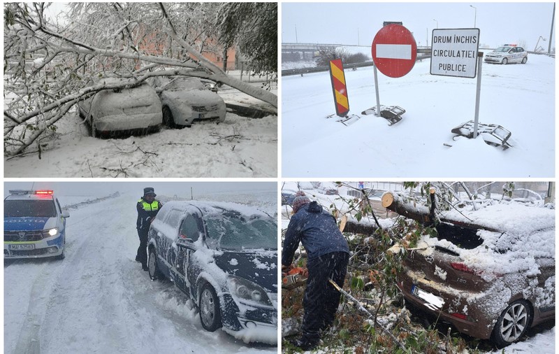 Viscolul și vijeliile au afectat peste 170 de localități din 22 de județe și Capitala. Unde este traficul oprit acum