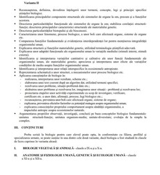 Programă Biologie și Anatomie Bac 2022