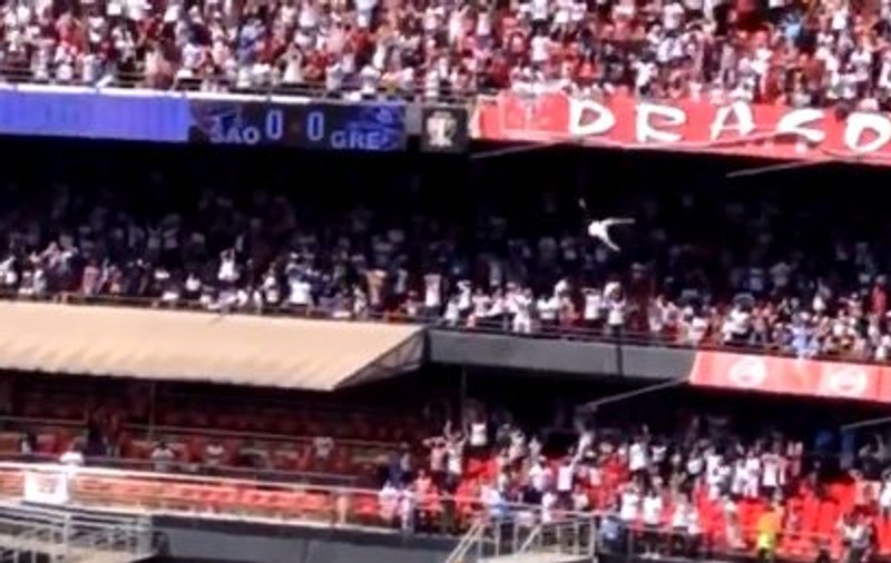Un tânăr a căzut din tribune peste o fetiță, la un meci de fotbal din Brazilia. Ambii au supraviețuit