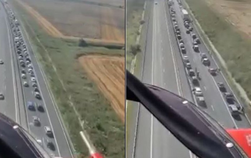 Imagini din elicopter cu Autostrada Soarelui, după carambolul din această dimineață