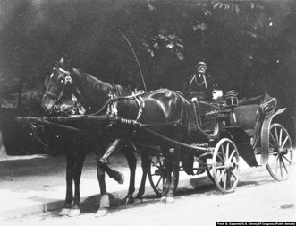 Frank G. Carpenter: „Un șofer de școală veche. El speră să moară înainte ca automobilul prea puțin artistic să înlocuiască trăsura sa elegantă, echipată cu cai, de pe bulevardele din București. De ce să chemi un taxi când poți fi plimbat în mod regal în această trăsură cu șoferul îmbrăcat în catifea pentru 20 de cenți pe oră? Oricine poate fi un prinț sau o prințesă pentru o oră.”