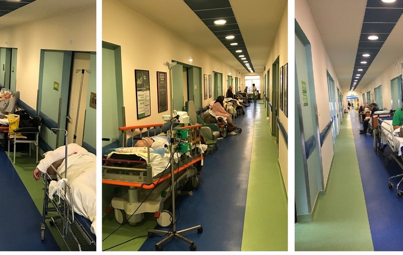 Sistemul nesanitar din România: o pacientă a fost internată pe canapeaua de pe un hol al Spitalului Județean Timișoara și a căzut de pe ea. Se propune extinderea secției
