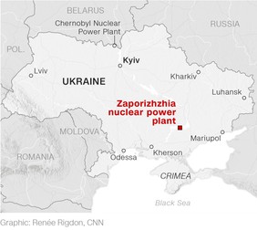 Centrala nucleară Zaporojie pe o hartă realizată de CNN