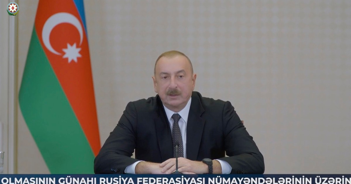 Liderul azer Ilham Aliev vorbește despre doborârea avionului companiei AZAL Foto: Profimedia