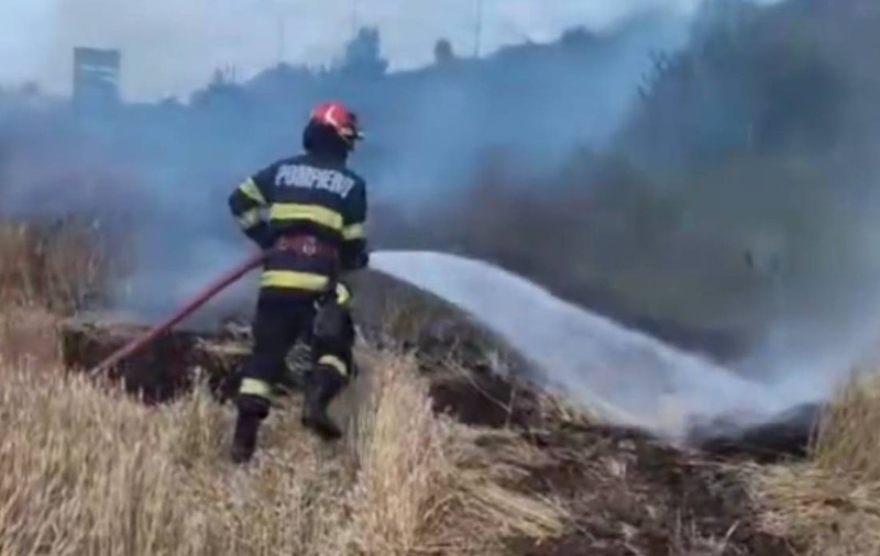 Incendiu într-un lan de grâu în zona Centurii de Vest a Ploieștiului, după ce o mașină a luat foc. A fost emis mesaj Ro-Alert