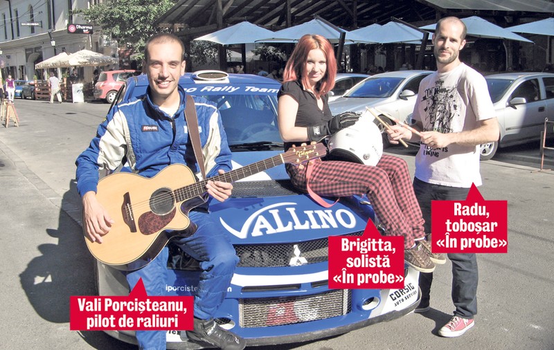 De la raliu, la rock’n’roll! Pilotul Vali Porcişteanu a făcut schimb de experienţă cu membrii trupei "În probe"