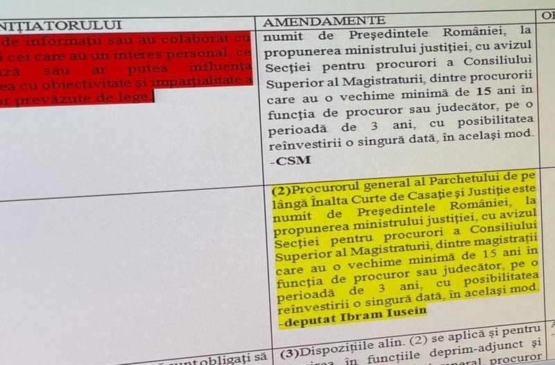 Amendamentul introdus de deputatul Ibram Iusein, de la minorități. Captură: USR