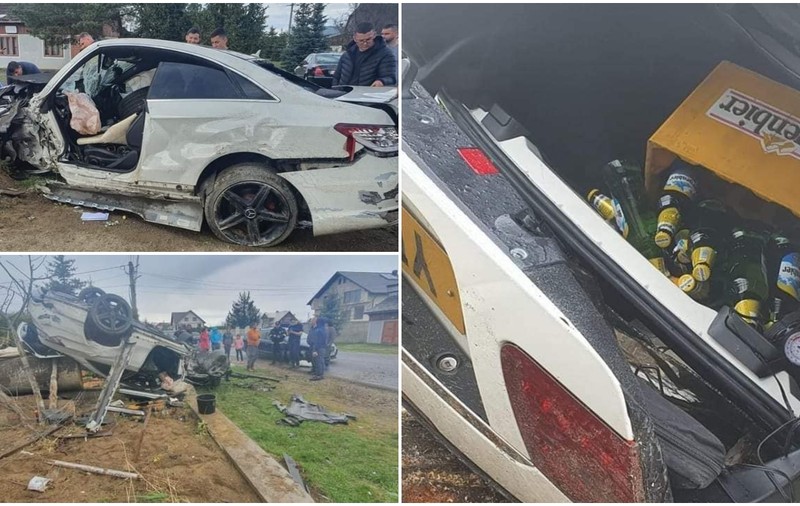 VIDEO | Mercedes făcut praf, surpriză pentru polițiști, în portbagaj. Accidentul din Suceava a fost filmat