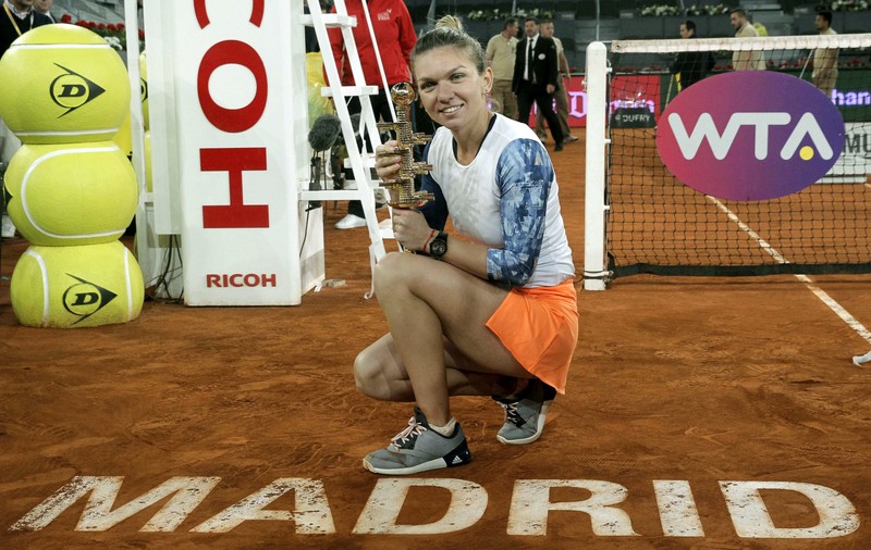 Simona Halep, la turneul de la Madrid 2018. De luna viitoare începe presiunea pentru liderul WTA. Simo are de apărat 1.000 de puncte pe zgura spaniolă