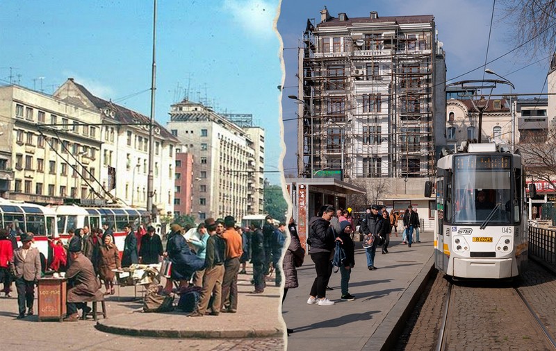 București, atunci și acum. Libertatea a recompus 15 imagini cu clădiri istorice din Capitală: de la Casa Capșa la stația de tramvai de la Piața Sfântul Gheorghe