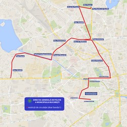 Restricții pe banda I de circulație, pe traseul marcat cu roșu. Foto: Brigada Rutieră