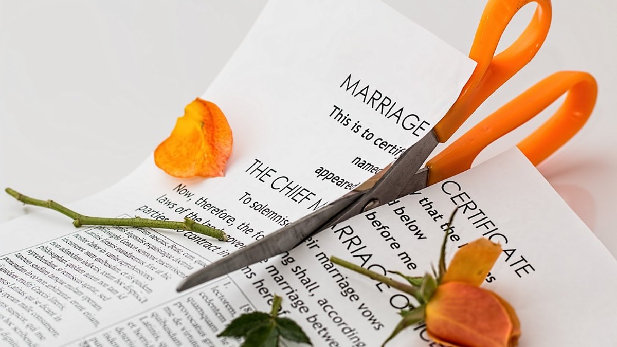 16 divorțuri și o nuntă anulată, după o petrecere a burlacilor. Acte de divorț, alături de un trandafir portocaliu, tăiate de o foarfecă