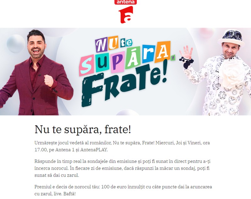 Prima ediție „Nu te supăra, frate!”, noua emisiune a lui Pepe de la Antena 1. Cine sunt vedetele care își fac apariția