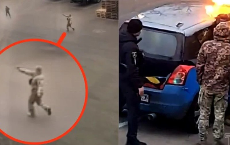 Anchetă în Ucraina, după ce militarii au incendiat mașina unui bărbat care urma să fie recrutat și se blocase în interior: „Au râs în hohote când șoferul a ieșit speriat”