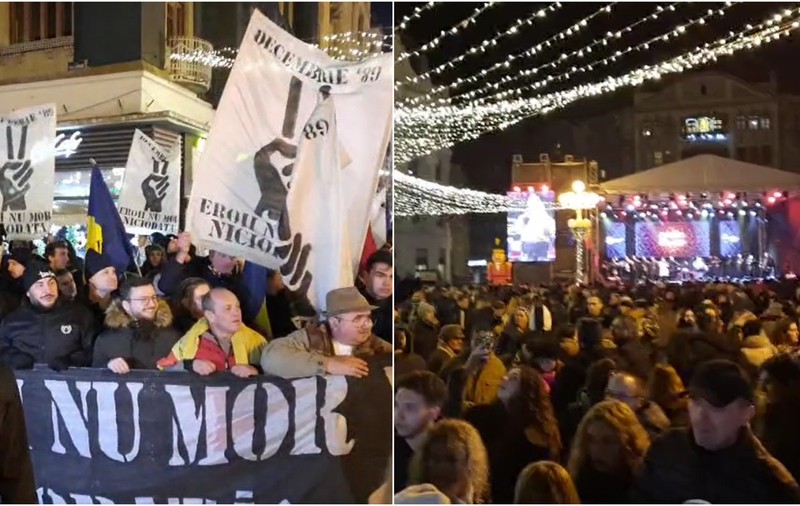 Sute de oameni la Marșul Eroilor din Timișoara, organizat în memoria celor căzuți la Revoluție. Momentul de reculegere, bruiat de un spectacol