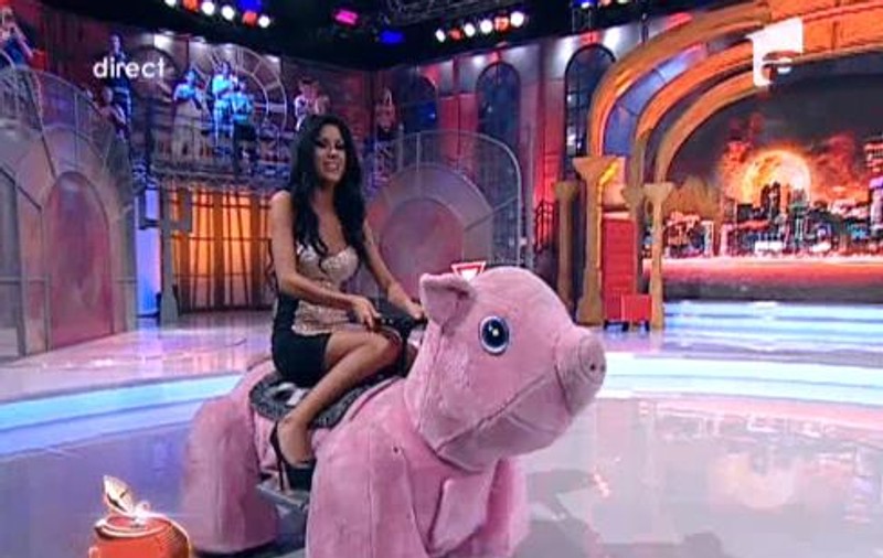 Cruduţa, mereu surprinzătoare! Iat-o călare pe PORC-MOBIL! Foto