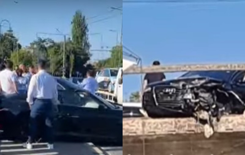 A rupt balustrada podului de lângă Catedrala din Timișoara și era să cadă în Bega. Șoferul a fost lovit intenționat de un altul | VIDEO