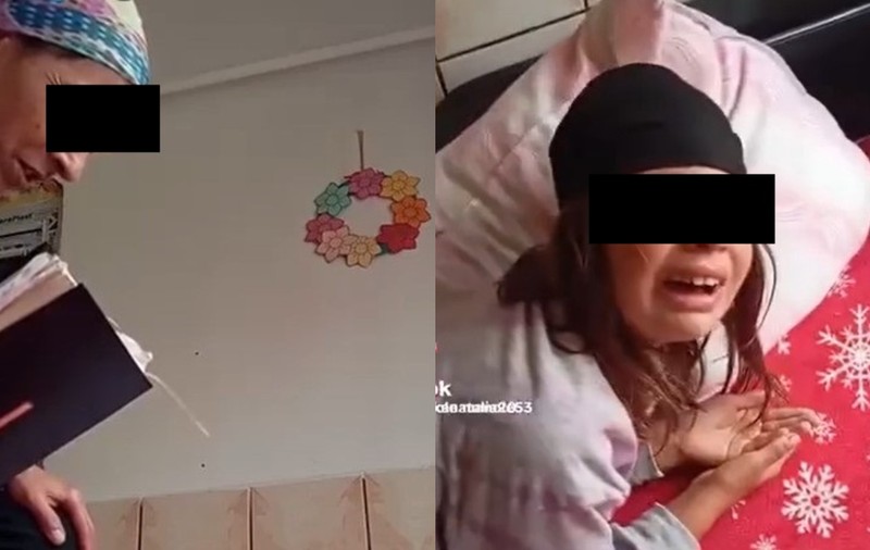 O mamă din Sibiu a fost filmată în timp ce își „exorcizează” propria fiică, citește din Biblie și o întreabă câți „demoni are în ea”