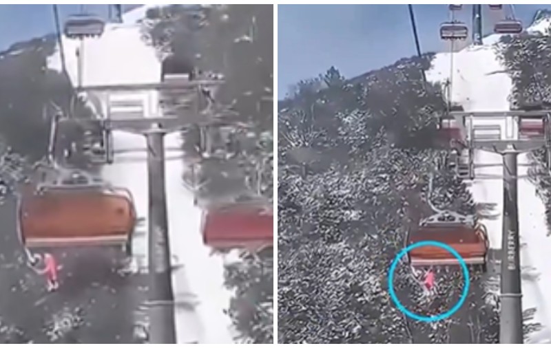 Momentul în care o fetiță cade de pe un telescaun, de la 12 metri înălțime, în China | VIDEO