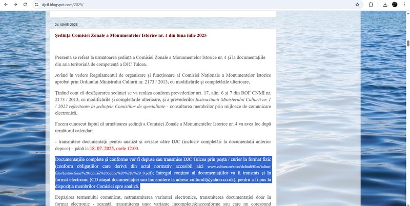 captură de ecran anunț din 24 iunie 2025