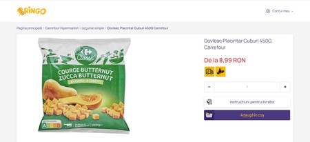 Cuburi de dovleac pentru plăcintă la Carrefour. Sursă foto: carrefour.ro.